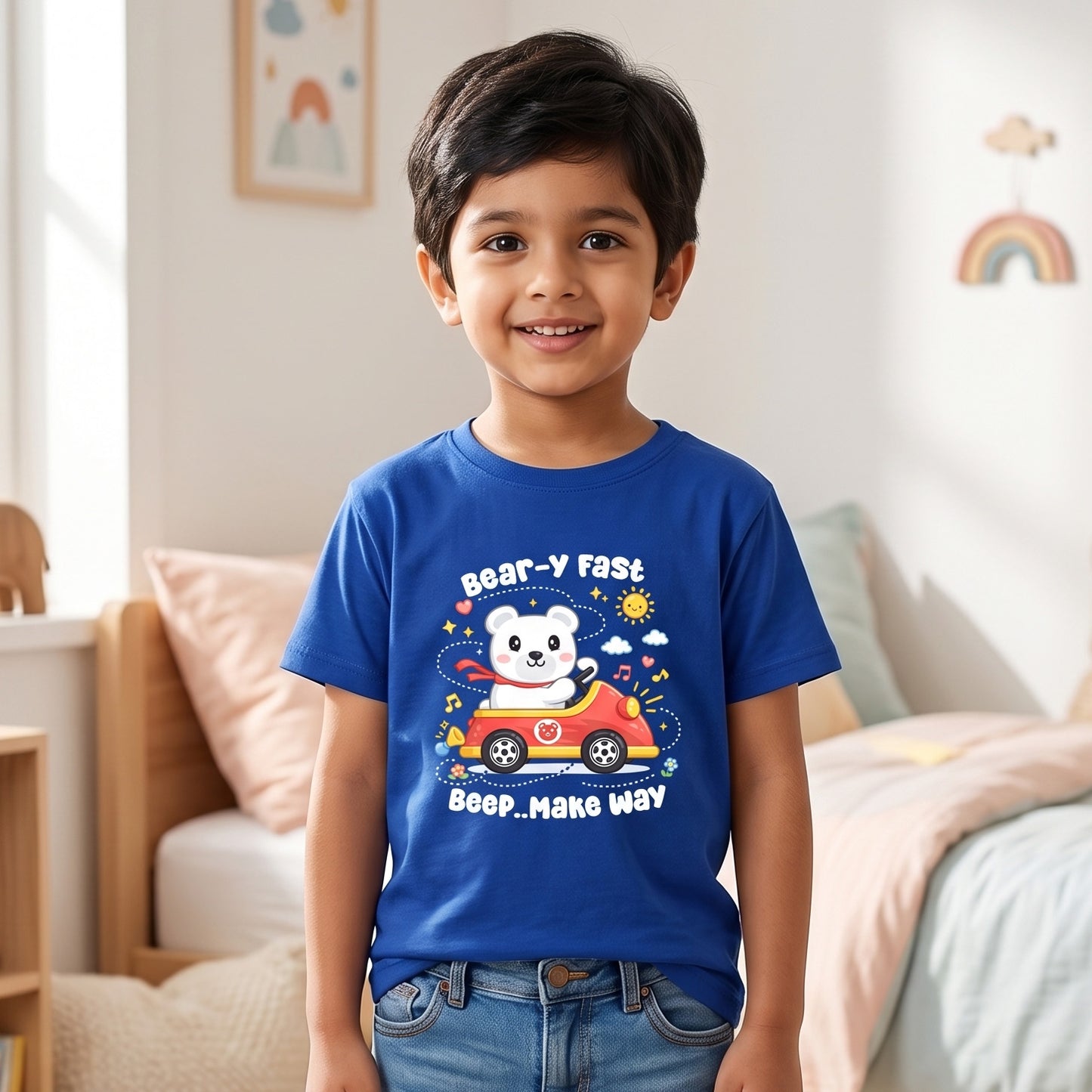 Bear-y Fast Beep.. Printed Kid's T-Shirt
