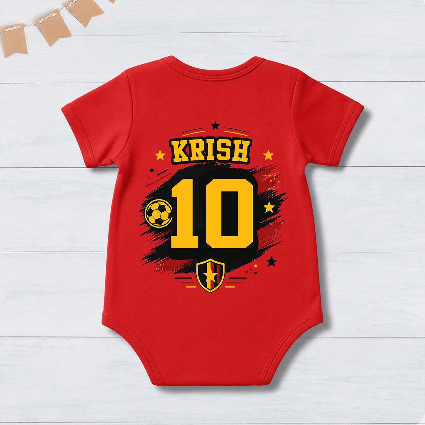 New Born & Baby clothing | Belgium Football Fan Baby Romper with Customized Baby Name Printed | Soft Red Cotton