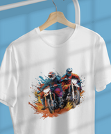 Biker Themed Paired White T-shirt