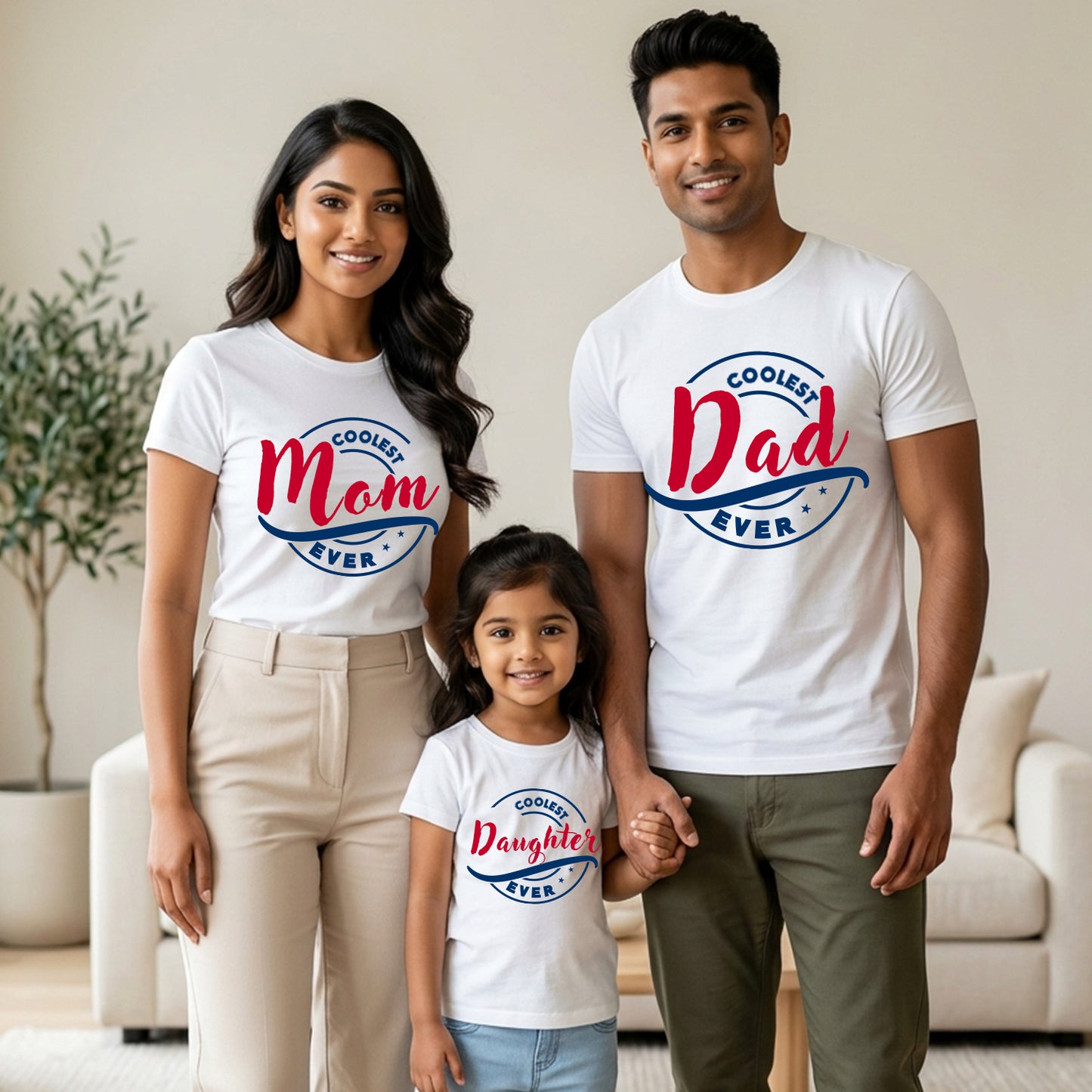 New Born & Baby Clothing | Coolest Family & Coolest Daughter T-shirts White Combo | Soft Cotton