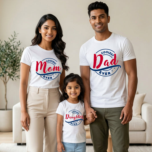 New Born & Baby Clothing | Coolest Family & Coolest Daughter T-shirts White Combo | Soft Cotton