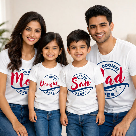 New Born & Baby Clothing | Coolest Family T-shirts White Combo | Soft Cotton