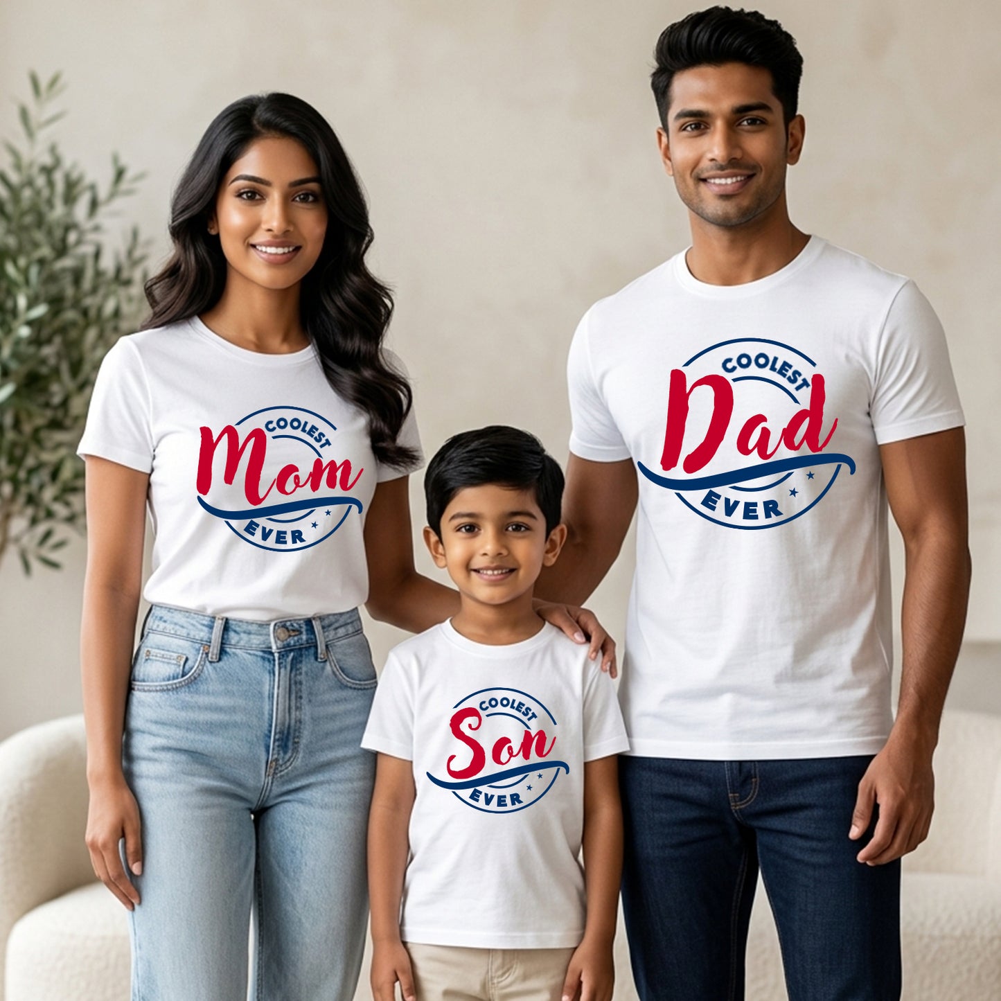 New Born & Baby Clothing | Coolest Family & Coolest Son T-shirts White Combo | Soft Cotton