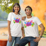 Happy Holi T-Shirts | Cotton Couple White T-shirt