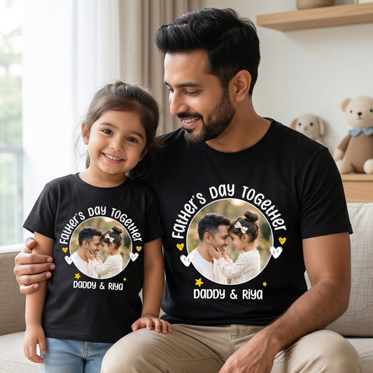 New Born & Baby Clothing | Fathers Day Together Dad & Daughter Twinning Custom Image Black Sets | Soft T-shirt