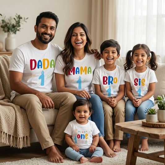 First Birthday | White Whole Family Twinning | Family Twinning Collection