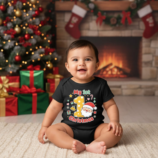 My First Christmas 06 _ Black Onesie