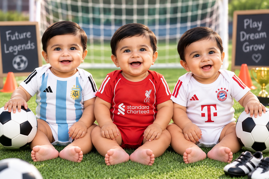 New Born & Baby Clothing | Team Foot Ball  3-Piece Baby Bodysuit Combo | Soft Cotton