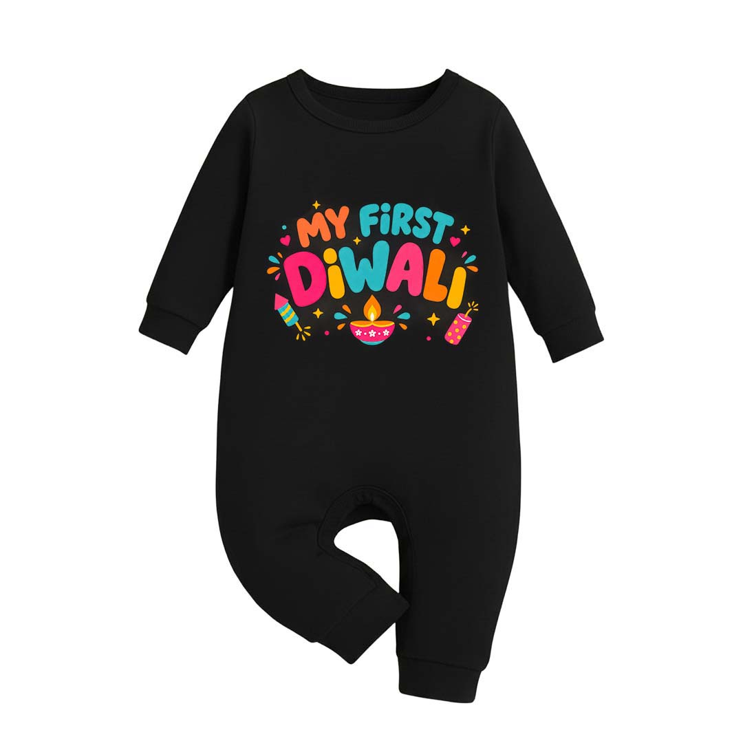My First Diwali _ Full Black Romper