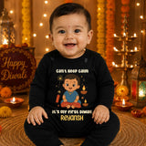 Can't Keep Calm It's My First Diwali With Customized Baby Girl Name  _ Full Black Romper