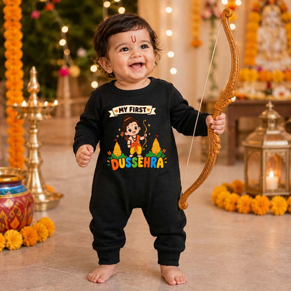 My First Dussehra _ Full Black Romper