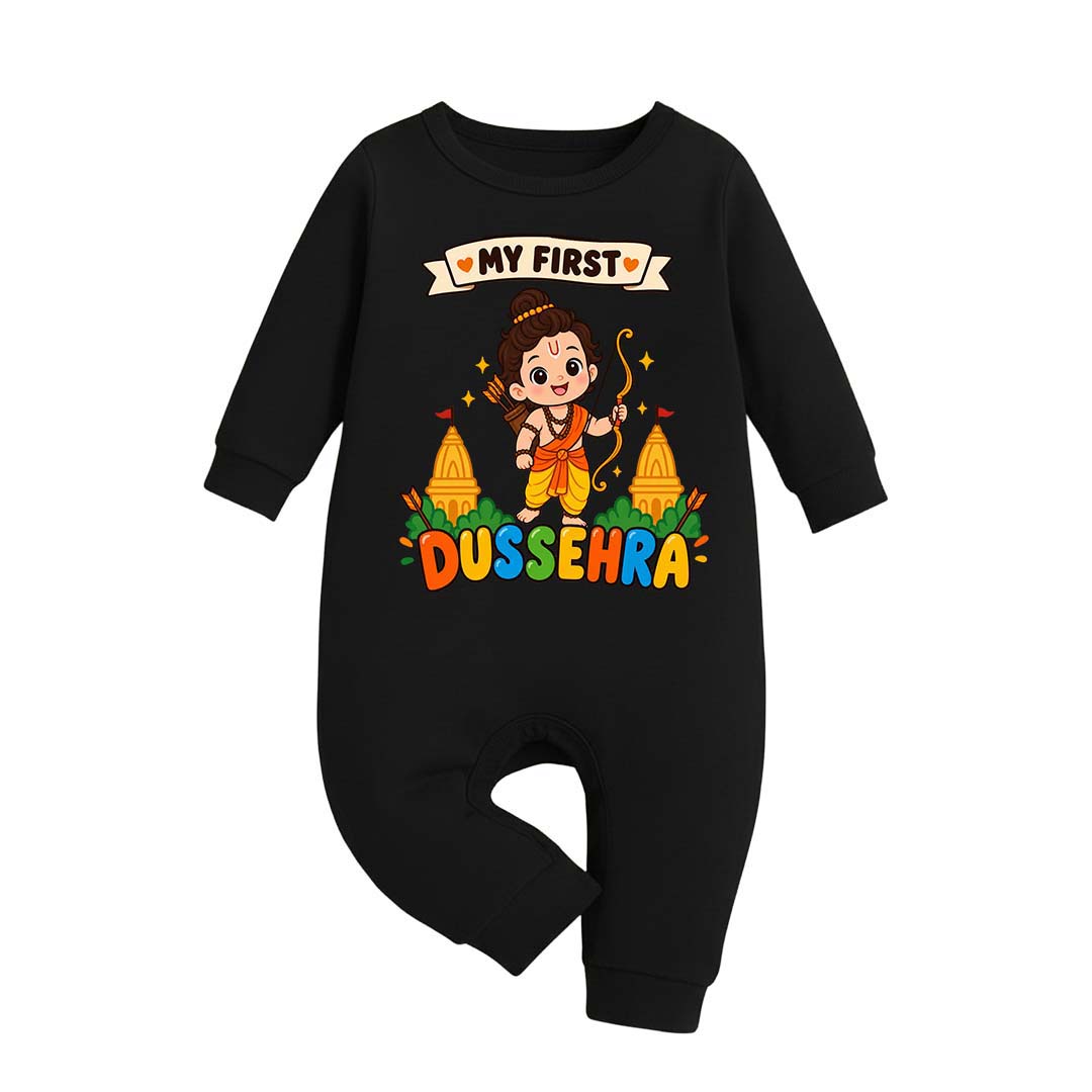 My First Dussehra _ Full Black Romper