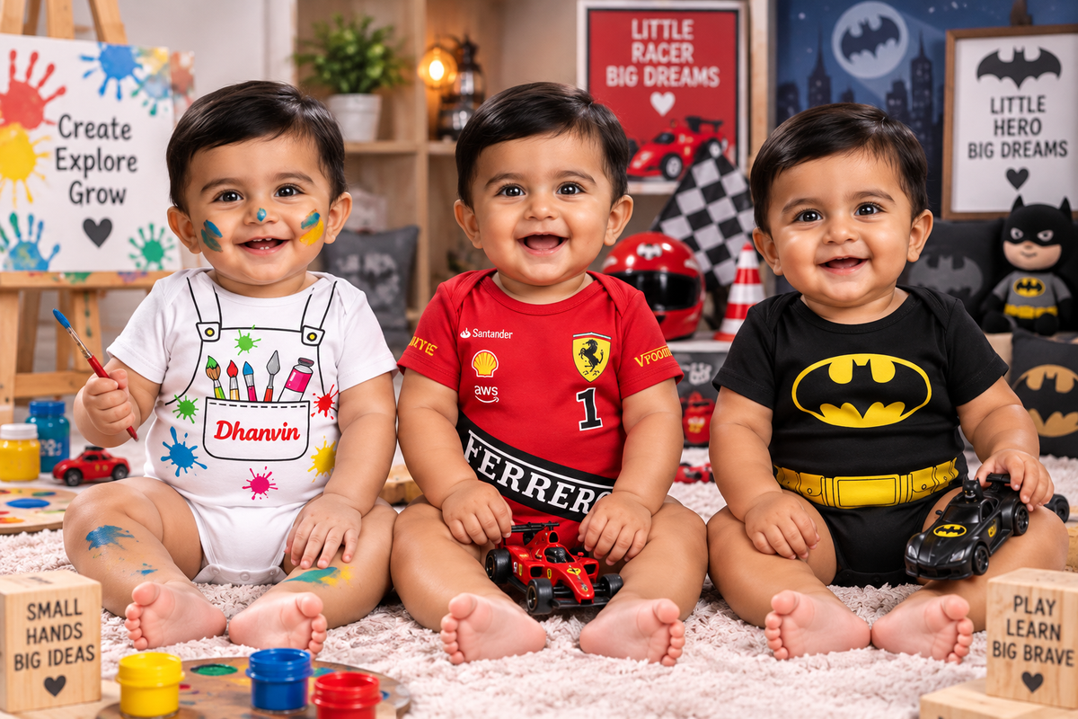 New Born & Baby Clothing | Little Super Stars Team  3-Piece Baby Bodysuit Combo | Soft Cotton