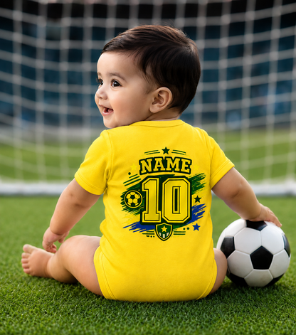 New Born & Baby clothing | Little Brazil Champion Romper with Customized Baby Name Printed | Soft Cotton
