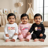 Karmikh Baby Romper Combo of 3 for Boys & Girls | Mumma’s Little Cupcake, Our Little Bundle of Joy & Dad’s Little Princess | Full Sleeve Baby Rompers | Sizes 0–3M to 9–12M