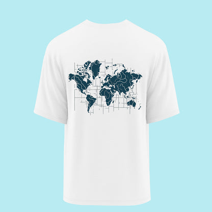 Explore White Oversized Fit T-shirt