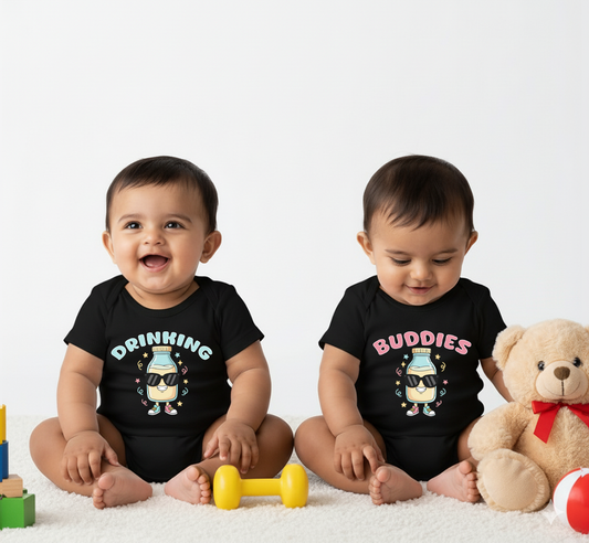 New Born & Baby Clothing | Drinking Buddies Black Dress | Soft Cotton