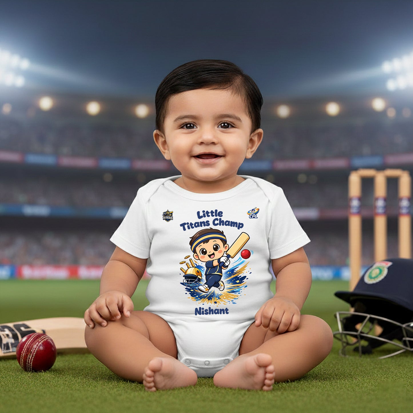 New Born & Baby Clothing | Little Titans Champ With Customized Baby Boy Name | Soft Cotton