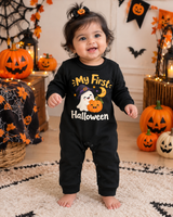 My First Halloween – Ghost & Pumpkin Baby Full Romper 👻🎃🖤