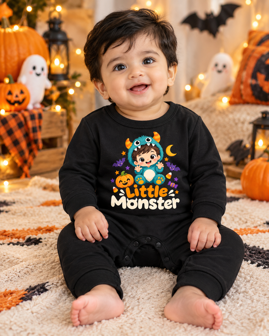 My First Halloween – Little Monster – Halloween Baby Boy Full Romper 🎃🖤👻