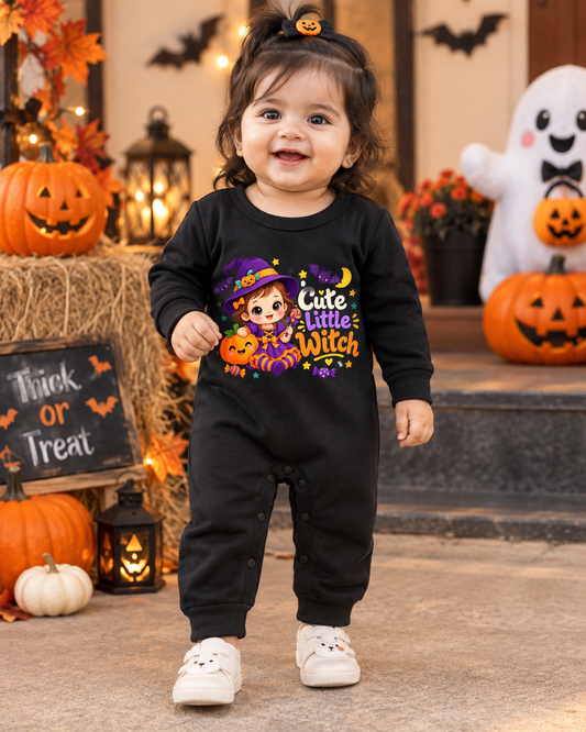 My First Halloween – Little Monster – Halloween Baby Girl Little Witch Full Romper 🎃🖤👻