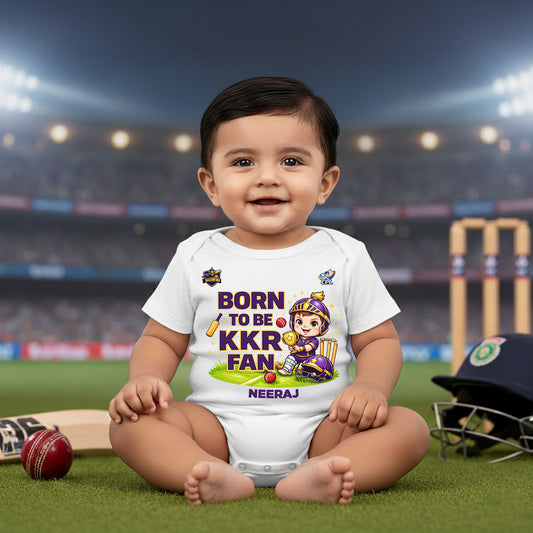 New Born & Baby Clothing |Born To Be KKR Fan With Customized Baby Name | Soft Cotton