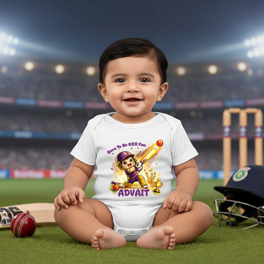 New Born & Baby Clothing | Born To Be KKR Fan With Customized Baby Name | Soft Cotton