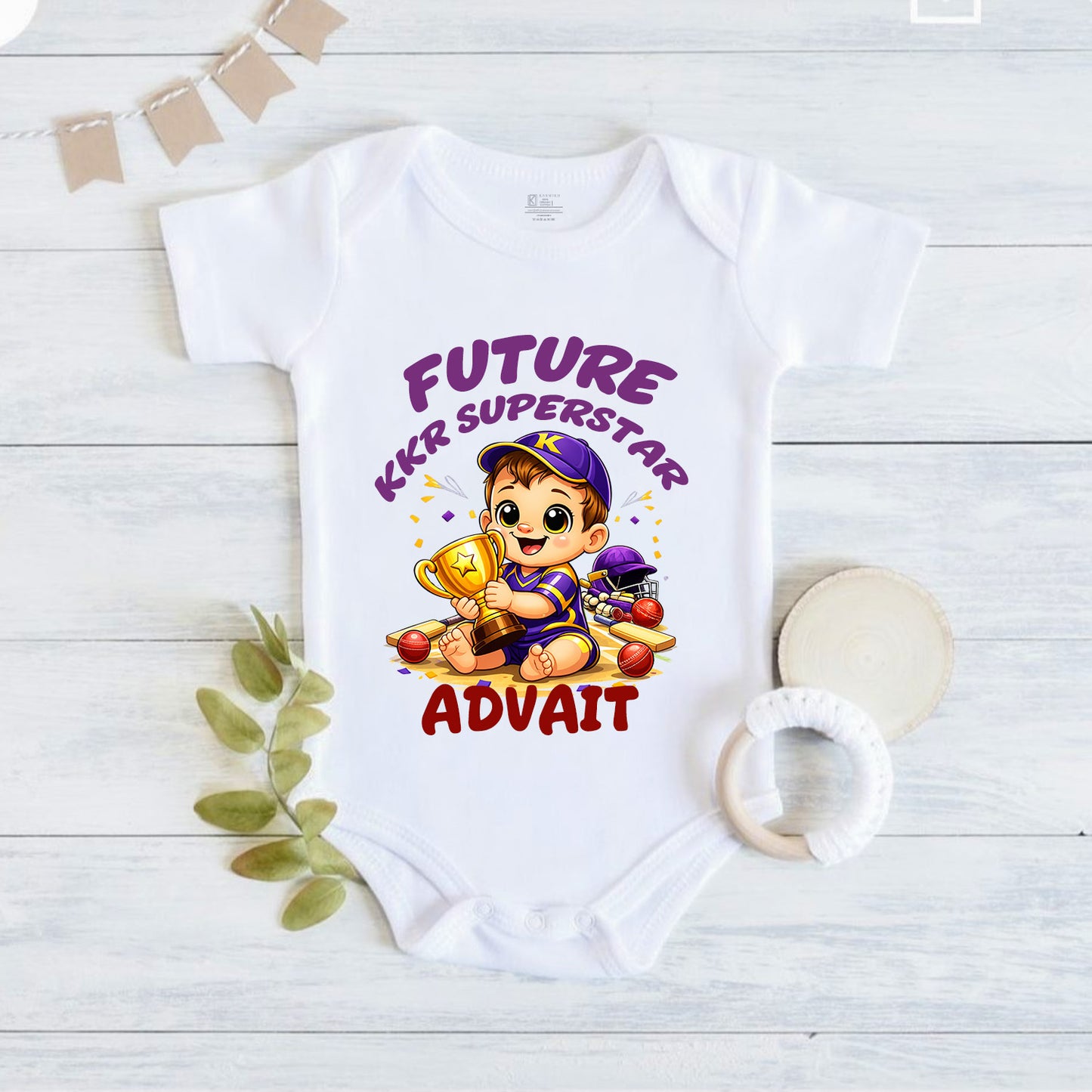 New Born & Baby Clothing | Future KKR Superstar With Customized Baby Name | Soft Cotton
