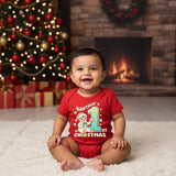 Karthik's First Christmas 03 _ Red Onesie