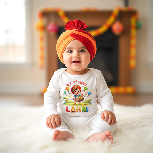This is my first Lohri In Panjab_Full White Romper