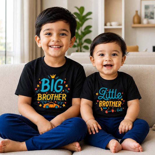 Combo pack of Big Brother & Little Brother siblings Black Tees