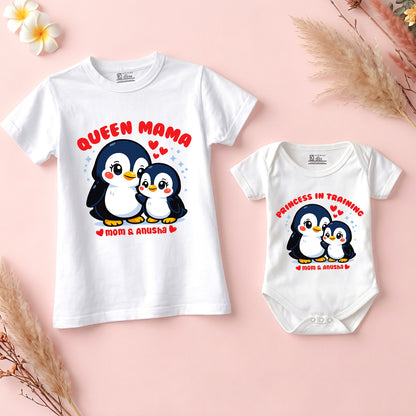 New Born & Baby Clothing | Queen Mama & Princess is in training With The customized Baby Name White Combo | Soft Cotton