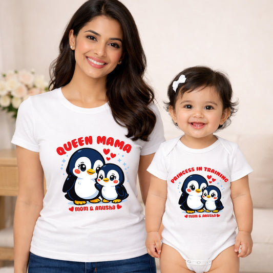 New Born & Baby Clothing | Queen Mama & Princess is in training With The customized Baby Name White Combo | Soft Cotton