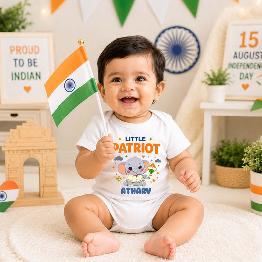 New Born & Baby Clothing | Little Patriot With Customised Baby Name | Soft Cotton