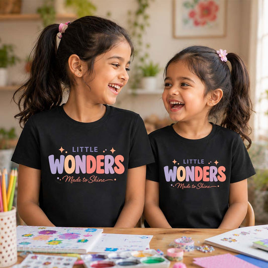Combo pack of Little Wonders siblings Black Tees