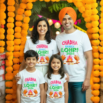 Family First Lohri Family 2026 T-shirts Collection White T-Shirt | Soft Cotton