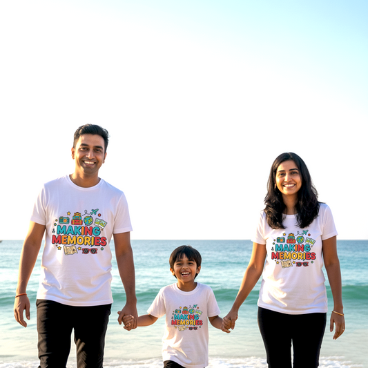 Making Memories Traveling  _ Total Family Twining White T-shirt