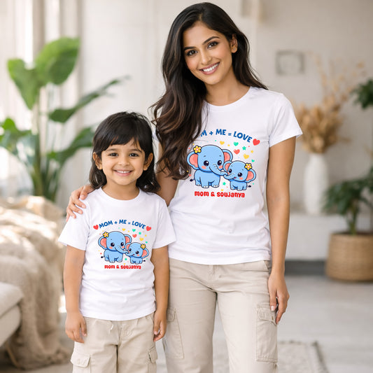 New Born & Baby Clothing | Mom + Me = Love With Customized Baby Name White Combo | Soft Cotton