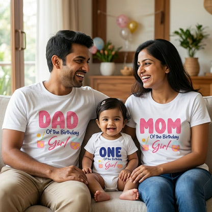 First Birthday | One Of The Birthday Girl Happy White T-shirt Whole Family Twinning | Family Twinning Collection