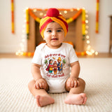 Baby First Lohri Outfit With Mom & Dad | Soft Cotton White Onesies