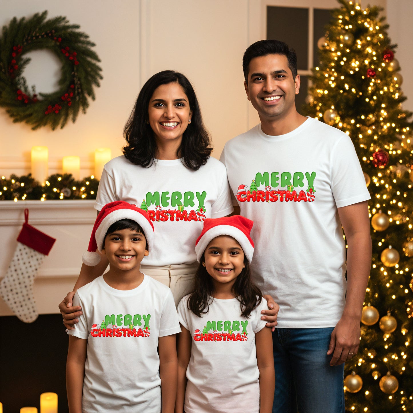 Marry Christmas Family T-Shirt Collection - White T-Shirt