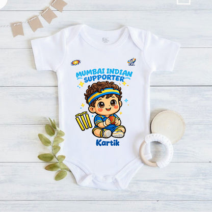 New Born & Baby Clothing | Mumbai Indian Supporter With Customized Baby Name | Soft Cotton
