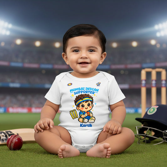 New Born & Baby Clothing | Mumbai Indian Supporter With Customized Baby Name | Soft Cotton