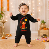 Little Shine Spreader With Customized Baby Girl Name _ Full Black Romper