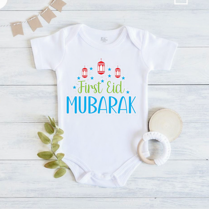 Newborn & Baby Clothing | Baby First Eid Mubarak Romper | Soft Cotton