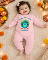 My First Diwali Spark With Customized Baby Name _ Full Pink Romper
