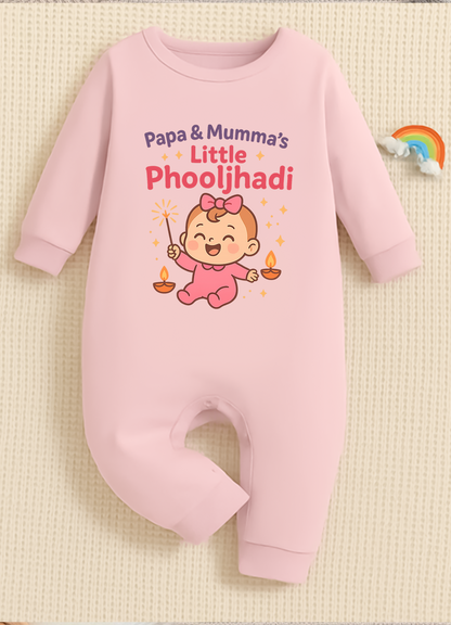 Papa & Mumma's Little Phuljhadi  _  Full Pink Romper