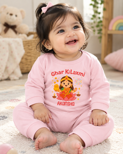 Ghar Ki Lakshmi With Customized Name 2 _  Full Pink  Romper