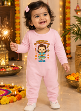 Lighting Up My First Diwali  With Customized Baby Girl Name _ Full Pink Romper