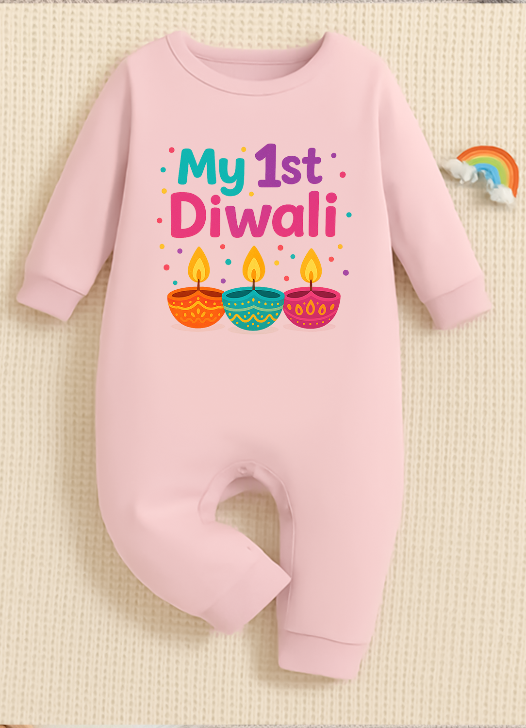 My 1st Diwali  _  Full Pink Romper